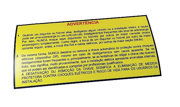 Etiqueta Adesivo Advertência para Painel Elétrico