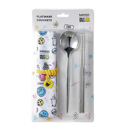 PORTA TALHERES  - GARFO E HASHI - SMILEY WORLD