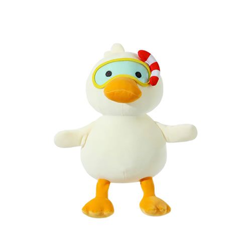 PATO SENTADO COM ÓCULOS DE MERGULHO DE PELÚCIA (27 cm)