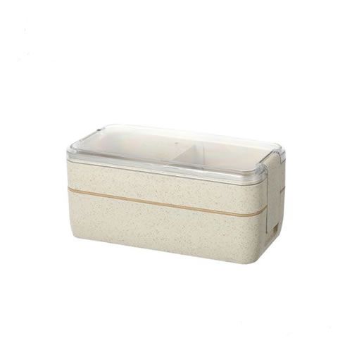 BENTO BOX CAMADA DUPLA COM GARFO E COLHER - PALHA DE TRIGO - 750 ML