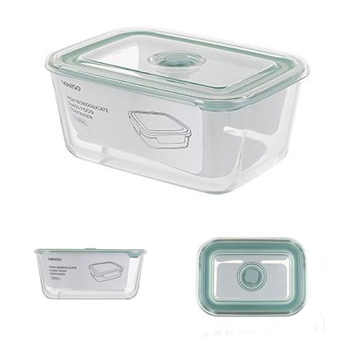 POTE DE VIDRO RETANGULAR VERDE 1500 ML