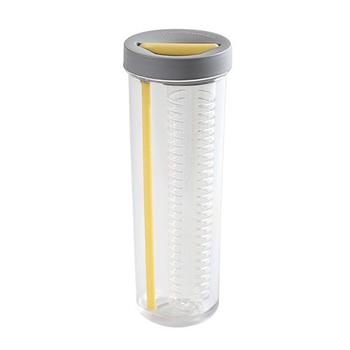 GARRAFA PLÁSTICA COM INFUSOR DE FRUTA E CANUDO