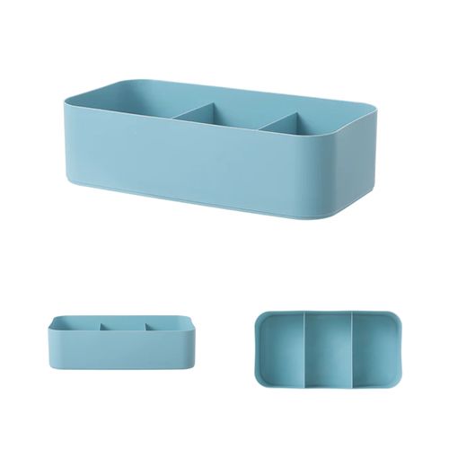 CAIXA ORGANIZADORA DE ROUPA DE PLÁSTICO 3 COMPARTIMENTOS AZUL