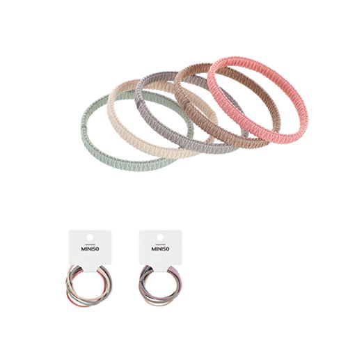 CONJUNTO DE ELÁSTICO PARA CABELO SEM COSTURA COM DOBRAS 5 PEÇAS COLORIDAS