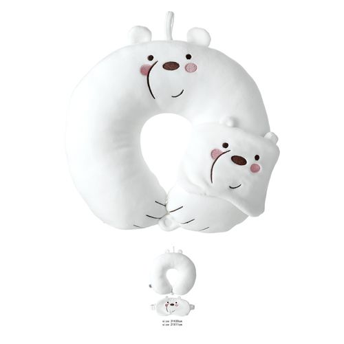 TRAVESSEIRO FORMATO EM U URSO SEM CURSO/WE BARE BEARS COM MASCARA 4.0 POLAR