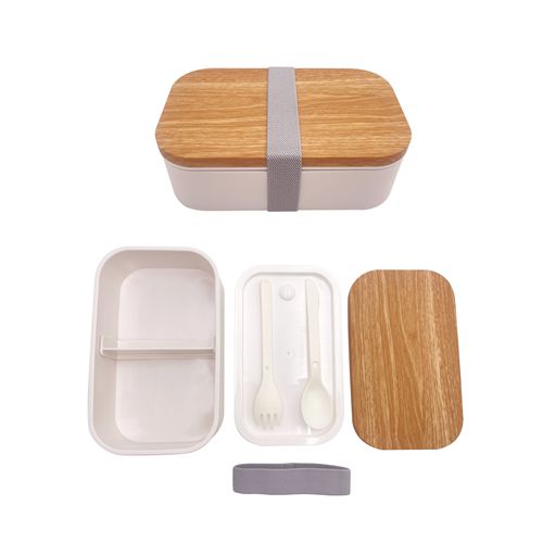 CAIXA BENTO DESIGN DE GRÃO DE MADEIRA 900 ML