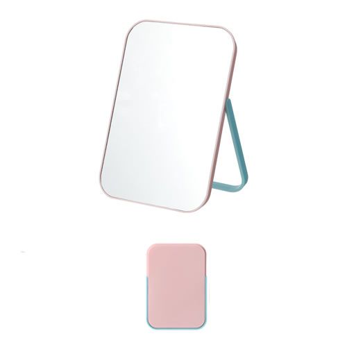 ESPELHO DE MESA QUADRADO DE USO DUPLO ROSA