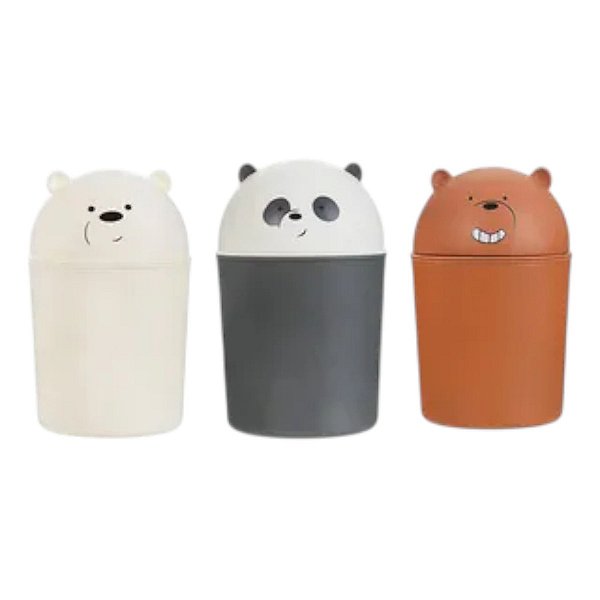 Lixeira de Mesa Ursos Sem Curso Miniso Pardo Polar Panda