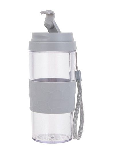 Garrafa de Plástico - Reforçada C/ Borracha (Cinza) 400ml