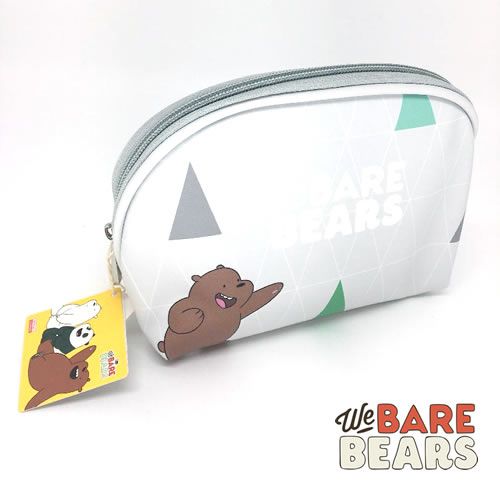Necessaire Oval, Pardo Urso Sem Curso/WE BARE BEARS Cinza