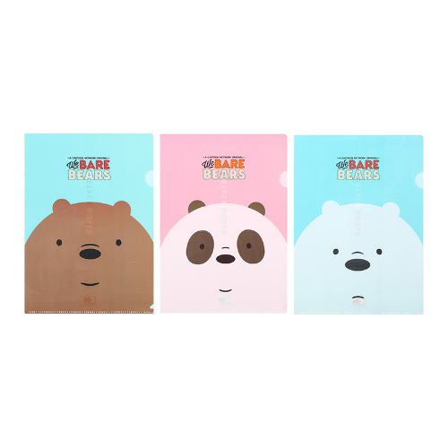 Pasta P/ Documentos, C/ 3 Unid, Urso Sem Curso/WE BARE BEARS, Rosa/azul