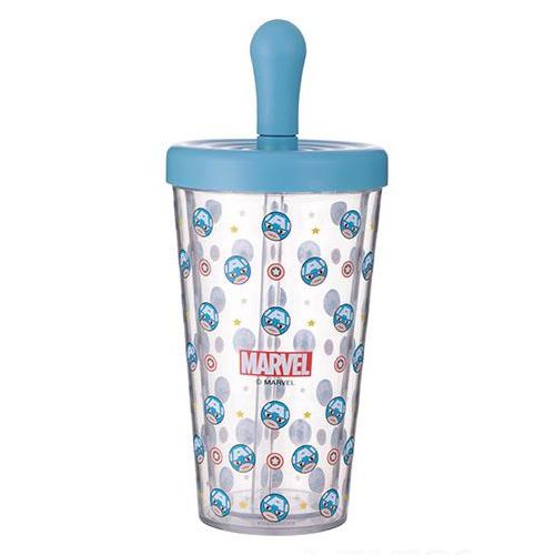 COPO DE AGUA COM CANUDO SÉRIE MARVEL CAPITÃO AMERICA 420ml.