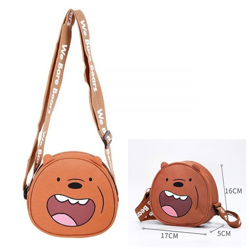 Bolsa Transversal Pardo/Grizzly, Urso sem Curso/WE BARE BEARS.Cor: marrom.