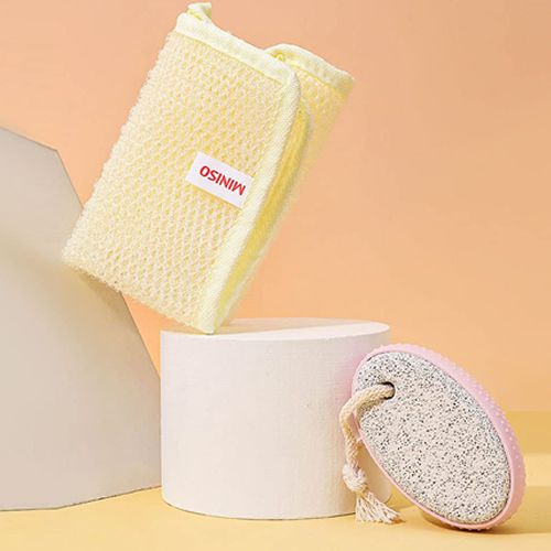 Conjunto com 1 Esponja de tecido para banho e 1 Pedra Pomes