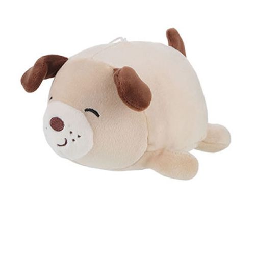 Chaveiro De Pelúcia Cachorro ,Marrom E Branco 5cm