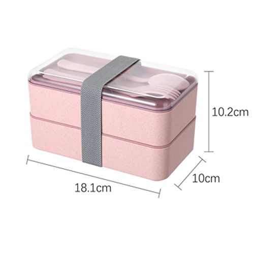 Marmita, Bento Box Dupla 1000ml. Com Talher Cor Rosa
