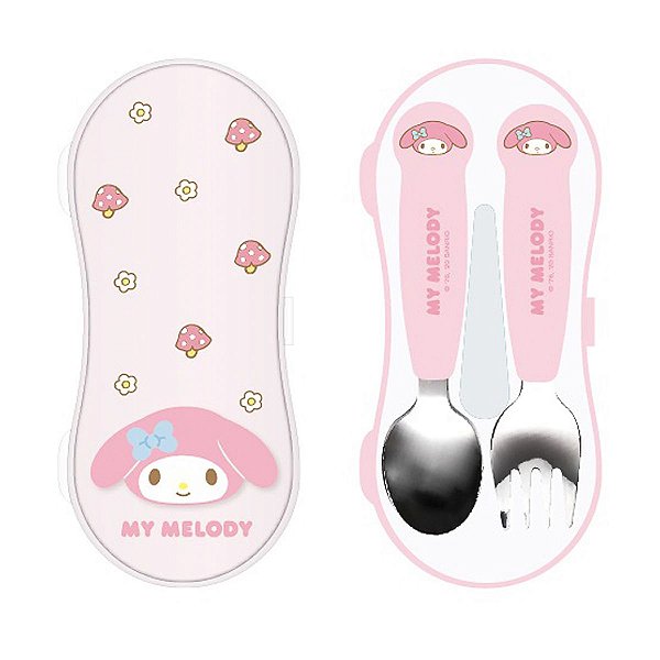Kit Talheres de aço, My Melody - Rosa