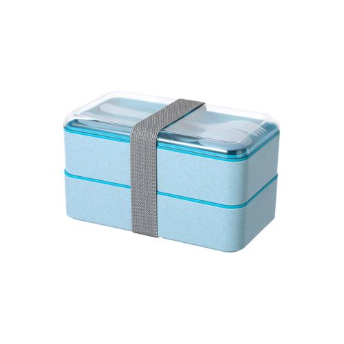 Marmita, Bento Box Dupla 1000ml. Com Talher Cor azul