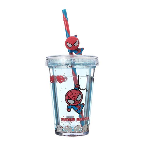 COPO COM TAMPA E CANUDO MARVEL - HOMEM ARANHA (320 ML)