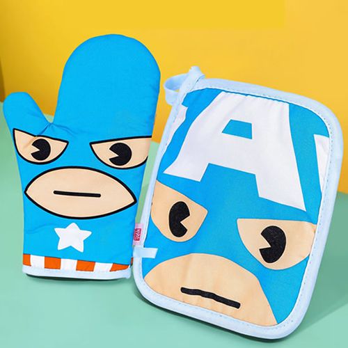 Kit Luva Térmica e Pega Panelas, Marvel, Capitão America