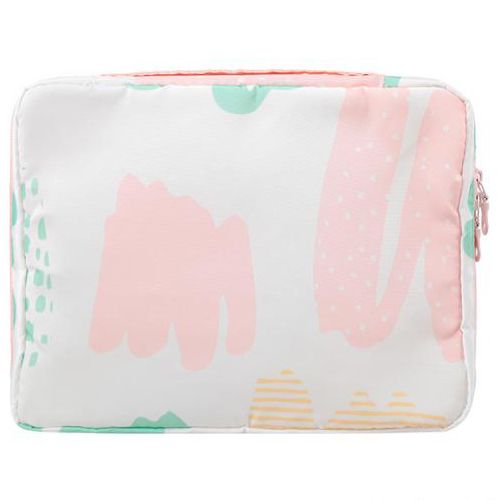 Necessaire: Branca com estampas Rosa e Verde