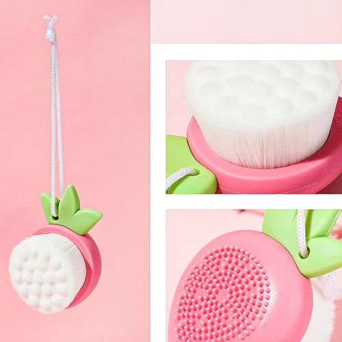 Escova de limpeza facial - Morango - Rosa