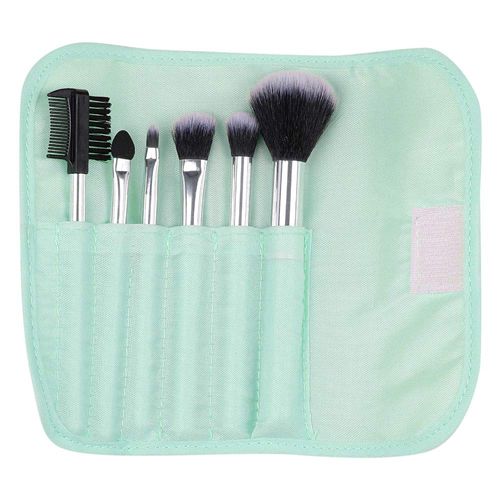 Kit de Pincéis para maquiagem, turquesa 6 pincéis e 1 estojo