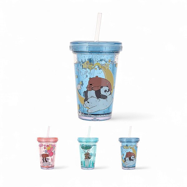 Copo We Bare Bears Glitter Efeito Flutuante Miniso