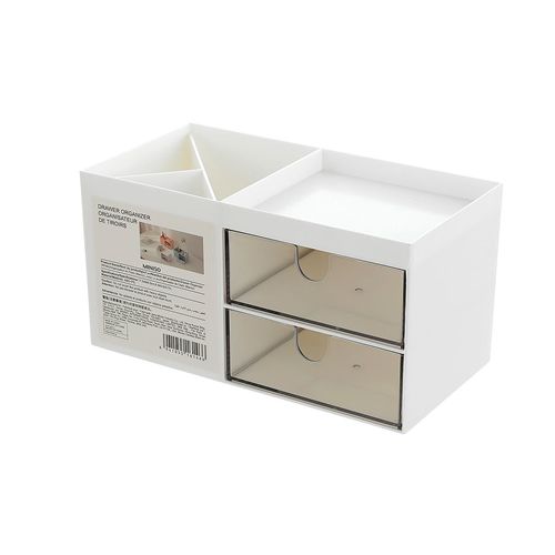 CAIXA ORGANIZADORA DE MESA COM 2 GAVETAS PEQUENAS BRANCO