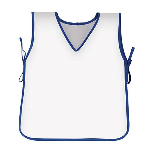 AVENTAL INFANTIL BRANCO C/ BORDA AZUL 39CMX76CM