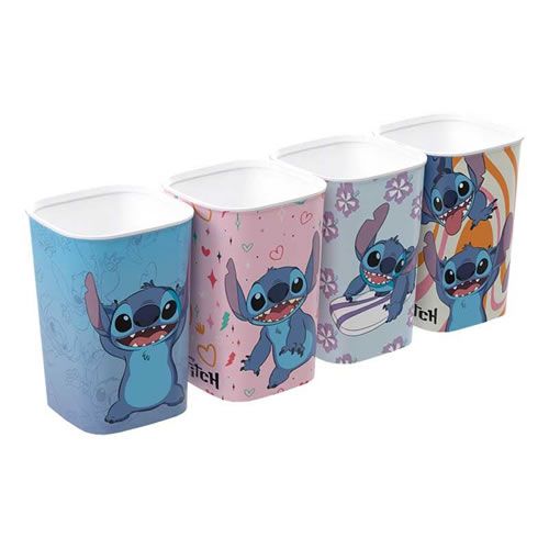 CONJUNTO COM 4 PORTA CANETAS COM LINDAS ESTAMPAS DO STITCH 11X7,5CM CADA 1