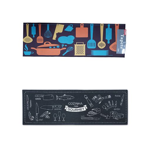TAPETE PARA COZINHA COM DESENHOS DE UTENSILIOS
