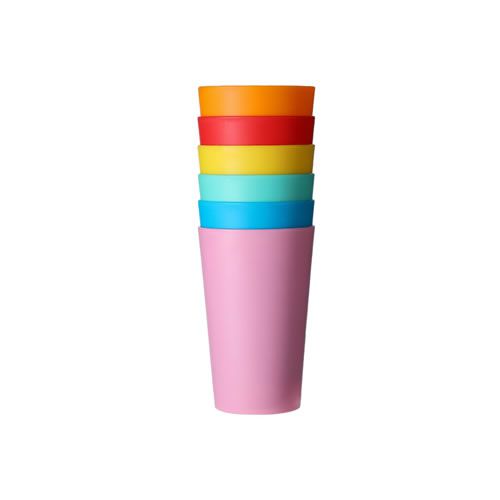 CONJUNTO DE COPOS COLORIDOS DE PLÁSTICO 6 UNIDADES  350ml.