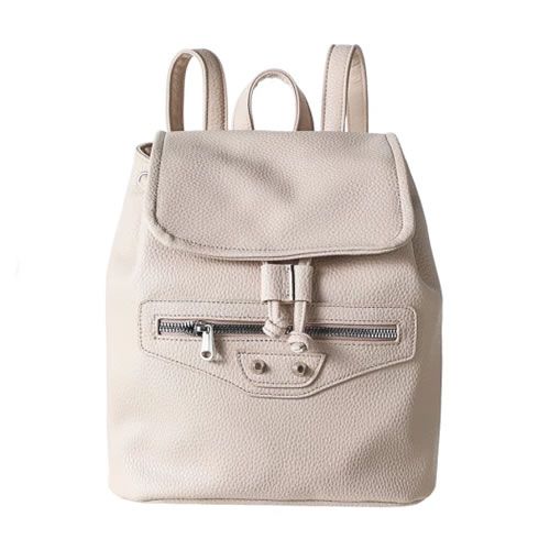 MOCHILA FEMININA COR BÉGE SÓLIDA TAMANHO 26,5x26,5x12,5 cm.