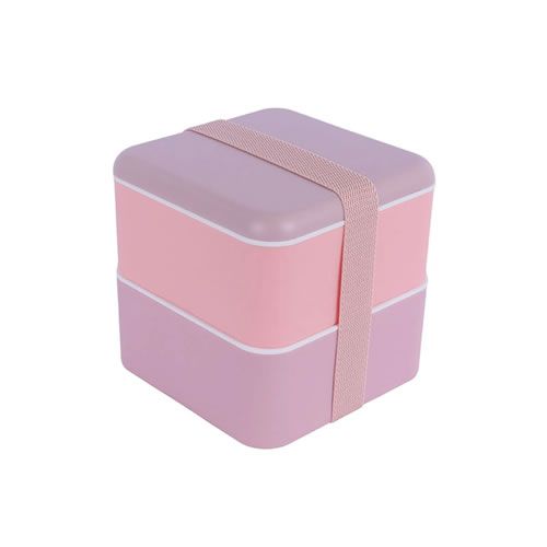 MARMITA BENTO BOX DUPLA CAMADA COR ROSA E LILÁS 1600ml.