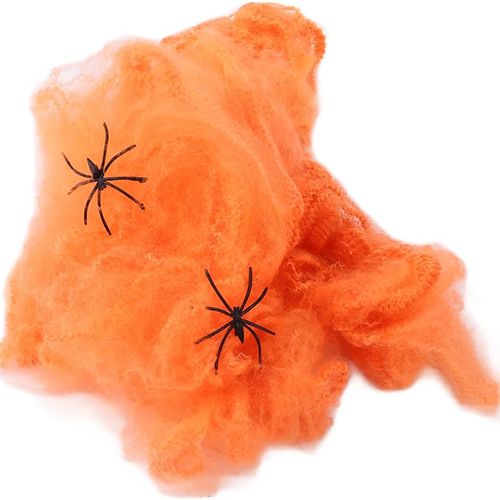 TEIA DE ARANHA DECORATIVA HALLOWEEN COR LARANJA