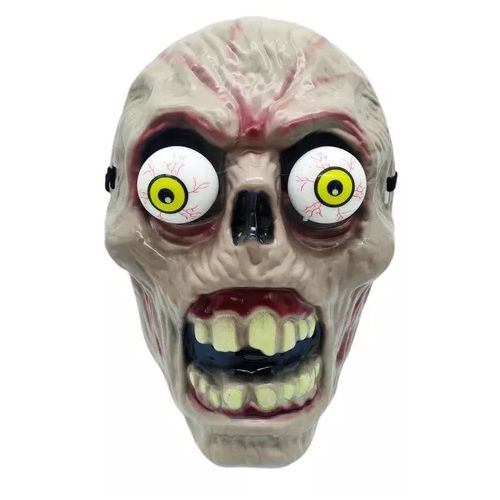 MASCARA DE PLÁSTICO HALLOWEEN ZUMBI OLHO SALTADO COM MOLAS