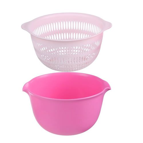 POTE COM ESCORREDOR DE ALIMENTOS MODELO SALADEIRA COR ROSA