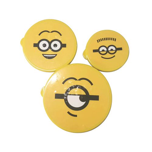CONJUNTO COM 3 POTES PARA ARMAZENAMENTO DE ALIMENTOS MODELO MINIONS