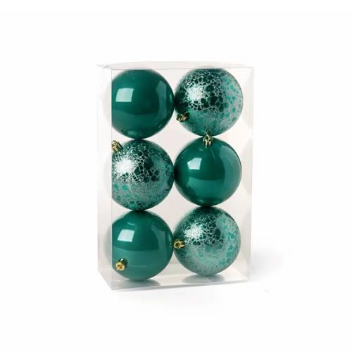 CONJUNTO DE 6 BOLAS VERDES PARA DECORAR ARVORE DE NATAL 8cm.