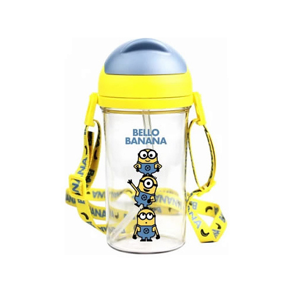 Garrafa Squeeze Infantil com Canudo e Alça Minions Miniso