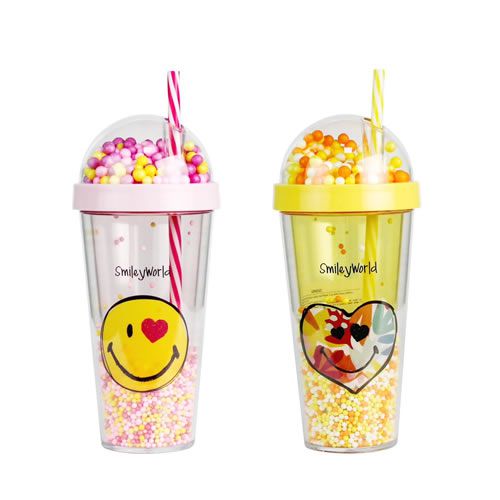 COPO DE PLÁSTICO MODELO TUMBLER SMILEY WORLD 420ml.