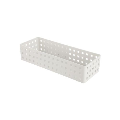 CESTO ORGANIZADOR RETANGULAR VAZADO TAMANHO 28X10,5X6,2cm. COR BRANCO