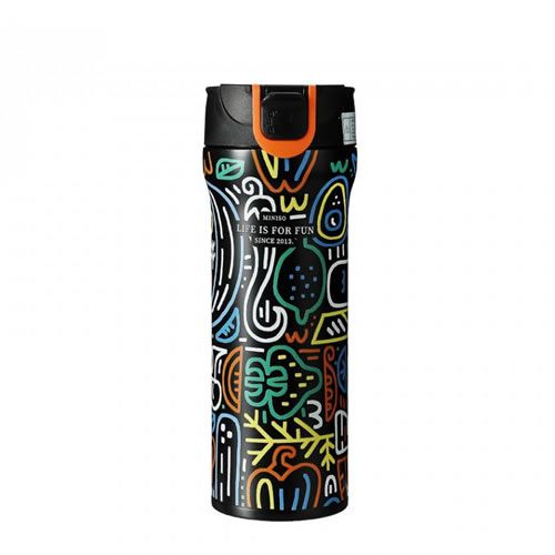 GARRAFA ISOTERMICA DE AÇO INOX ESTILO TUMBLER 450ml. COR PRETO
