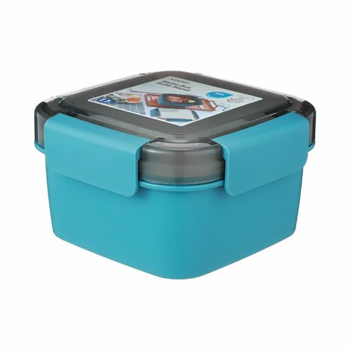 BENTO BOX COM TRAVAS LATERAIS E DIVISÓRIAS 1,100ml. COR AZUL