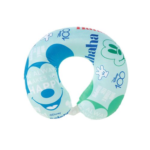ALMOFADA DE PESCOÇO EM FORMATO DE U MODELO DISNEY 100 SMILE FACES COLLECTION MICKEY COR AZUL