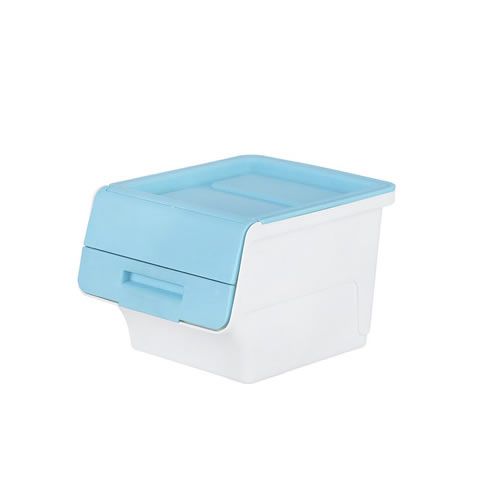CAIXA PLASTICA P/ ARMAZENAR COM ABERTURA AMPLA TAMANHO 11X10X8cm. COR AZUL