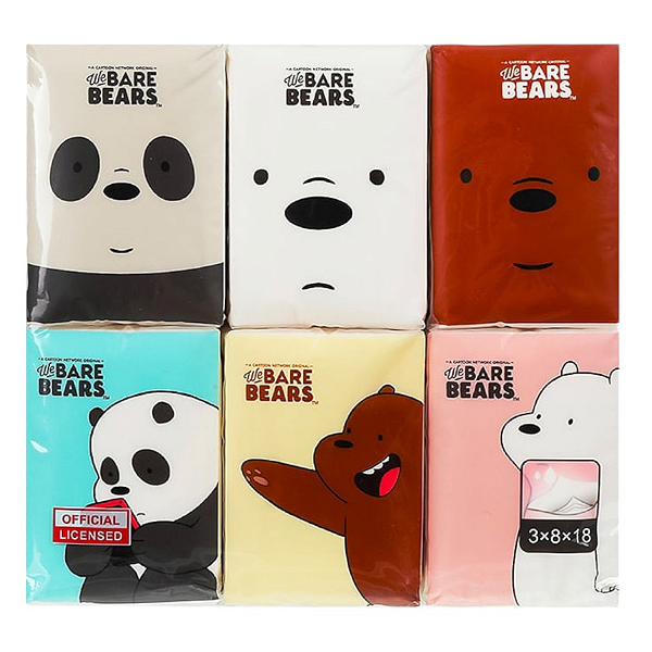 Kit com 18 Pacotes de Lenços de Papel Ursos sem Curso Miniso
