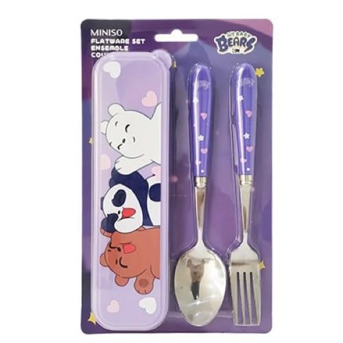 CONJUNTO DE TALHERES DE AÇO INOXIDÁVEL COM ESTOJO MODELO BABY BEARS
