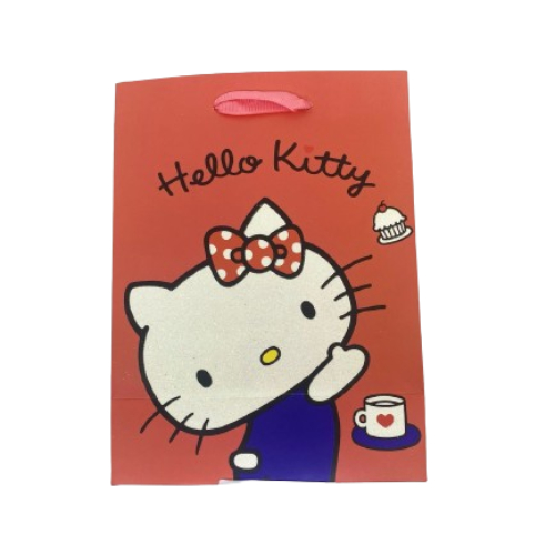 SACOLA DE PAPEL PRESENTE - SANRIO (HELLO KITTY) VERMELHA TAMANHO:20X15X10